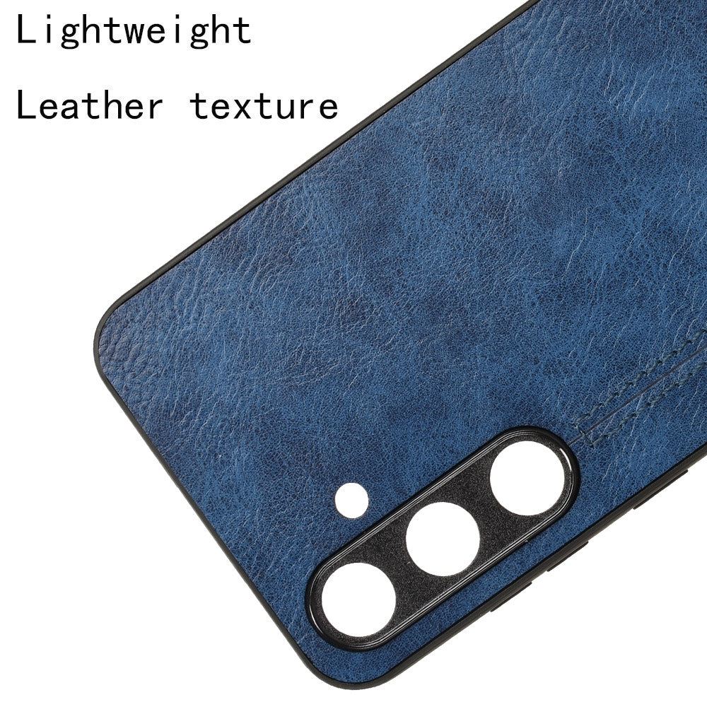 Samsung Galaxy S24+ 5G Cow Pattern Sewing Back Cover Phone Case - Premium PU Leather Texture PC + TPU Shockproof Protective Case, Scratch Resistant Slim Lightweight Anti-Fingerprint Full Coverage Mobile Cover