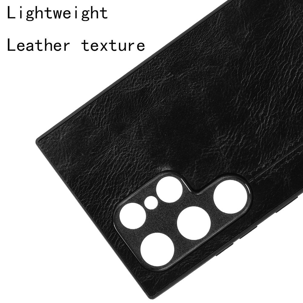Samsung Galaxy S24 Ultra 5G Cow Pattern Sewing Back Cover Phone Case - Premium PU Leather Texture PC + TPU Shockproof Protective Case, Scratch Resistant Slim Lightweight Anti-Fingerprint Full Coverage Mobile Cover