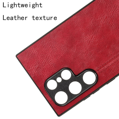 Samsung Galaxy S24 Ultra 5G Cow Pattern Sewing Back Cover Phone Case - Premium PU Leather Texture PC + TPU Shockproof Protective Case, Scratch Resistant Slim Lightweight Anti-Fingerprint Full Coverage Mobile Cover