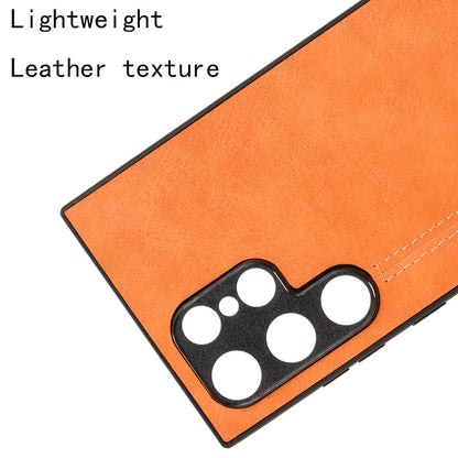 Samsung Galaxy S24 Ultra 5G Cow Pattern Sewing Back Cover Phone Case - Premium PU Leather Texture PC + TPU Shockproof Protective Case, Scratch Resistant Slim Lightweight Anti-Fingerprint Full Coverage Mobile Cover