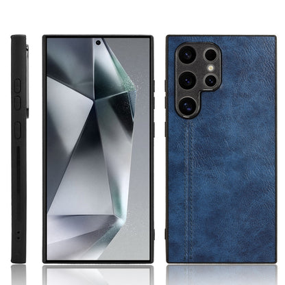 Samsung Galaxy S24 Ultra 5G Cow Pattern Sewing Back Cover Phone Case - Premium PU Leather Texture PC + TPU Shockproof Protective Case, Scratch Resistant Slim Lightweight Anti-Fingerprint Full Coverage Mobile Cover