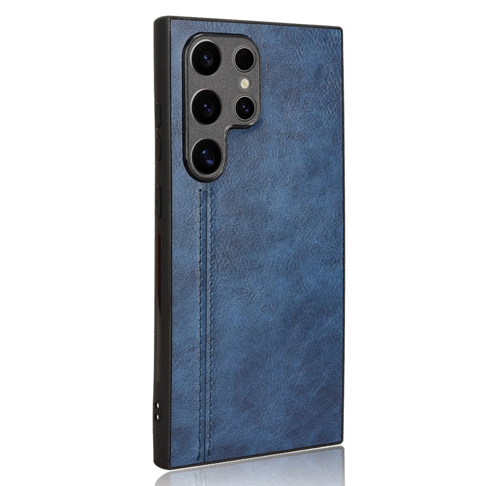 Samsung Galaxy S24 Ultra 5G Cow Pattern Sewing Back Cover Phone Case - Premium PU Leather Texture PC + TPU Shockproof Protective Case, Scratch Resistant Slim Lightweight Anti-Fingerprint Full Coverage Mobile Cover