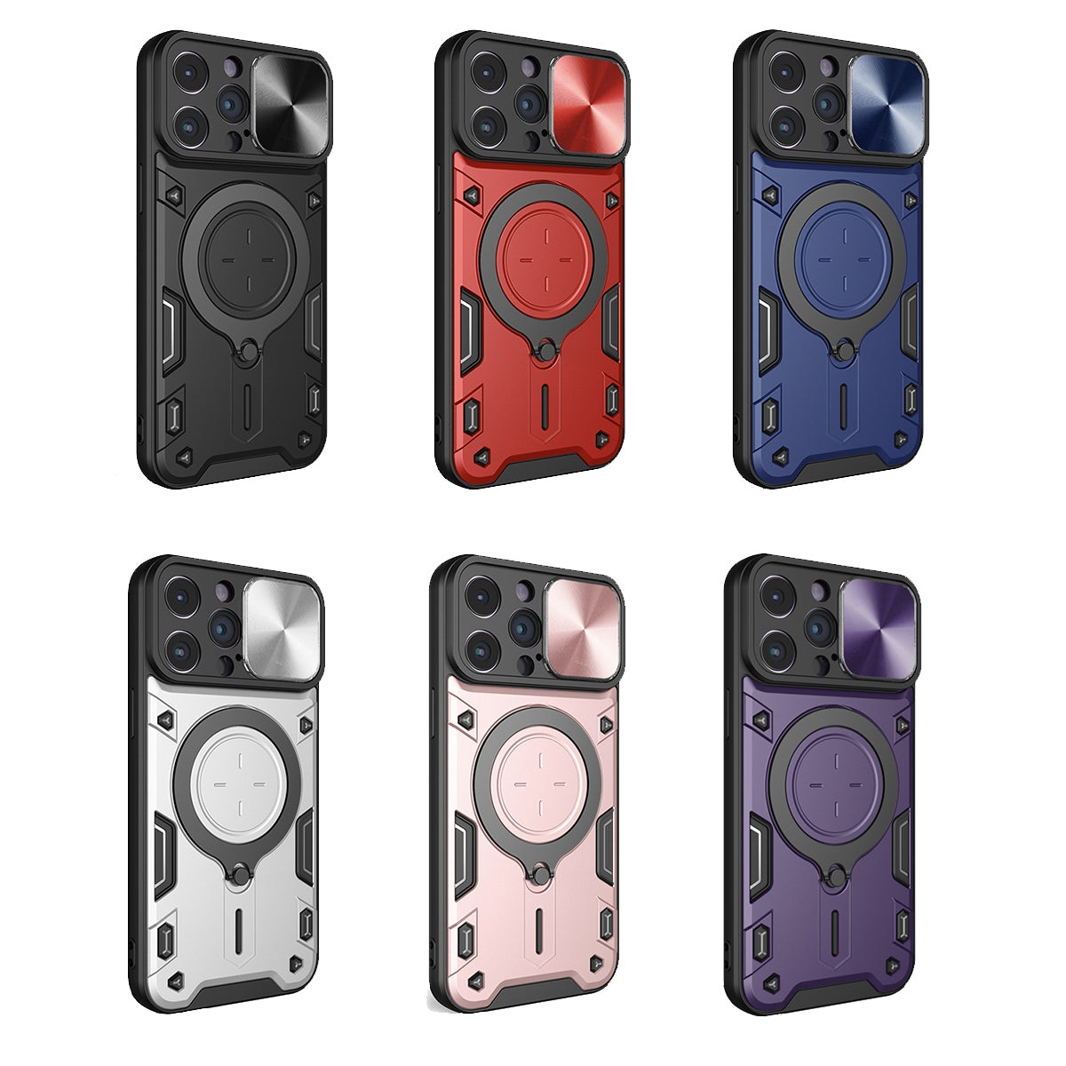 Apple iPhone 14 Pro Max Magnetic Holder CD Texture Sliding Camshield Phone Case, TPU PC Shockproof Cover