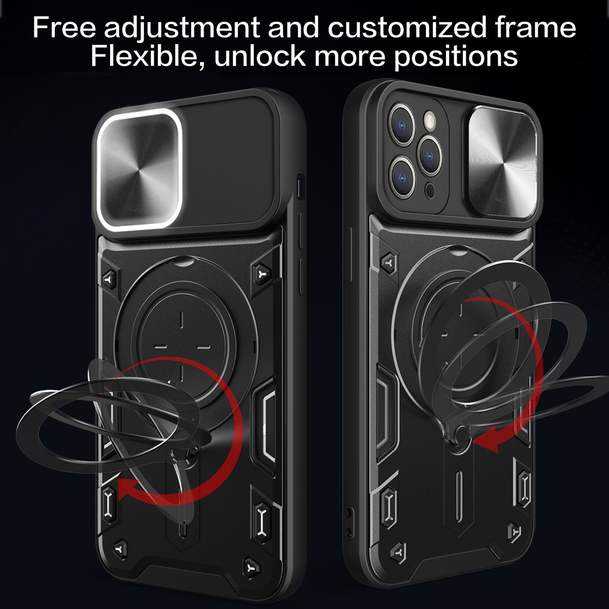 Apple iPhone 12 Pro Magnetic Holder CD Texture Sliding Camshield Phone Case, TPU PC Shockproof Cover