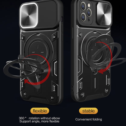 Apple iPhone 11 Pro Magnetic Holder CD Texture Sliding Camshield Phone Case, TPU PC Shockproof Cover