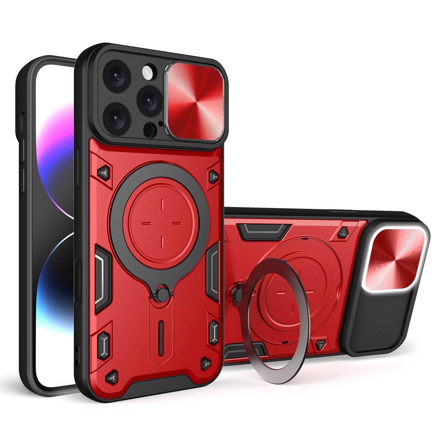 Apple iPhone 16 Pro Max Magnetic Holder CD Texture Sliding Camshield Phone Case, TPU PC Shockproof Cover