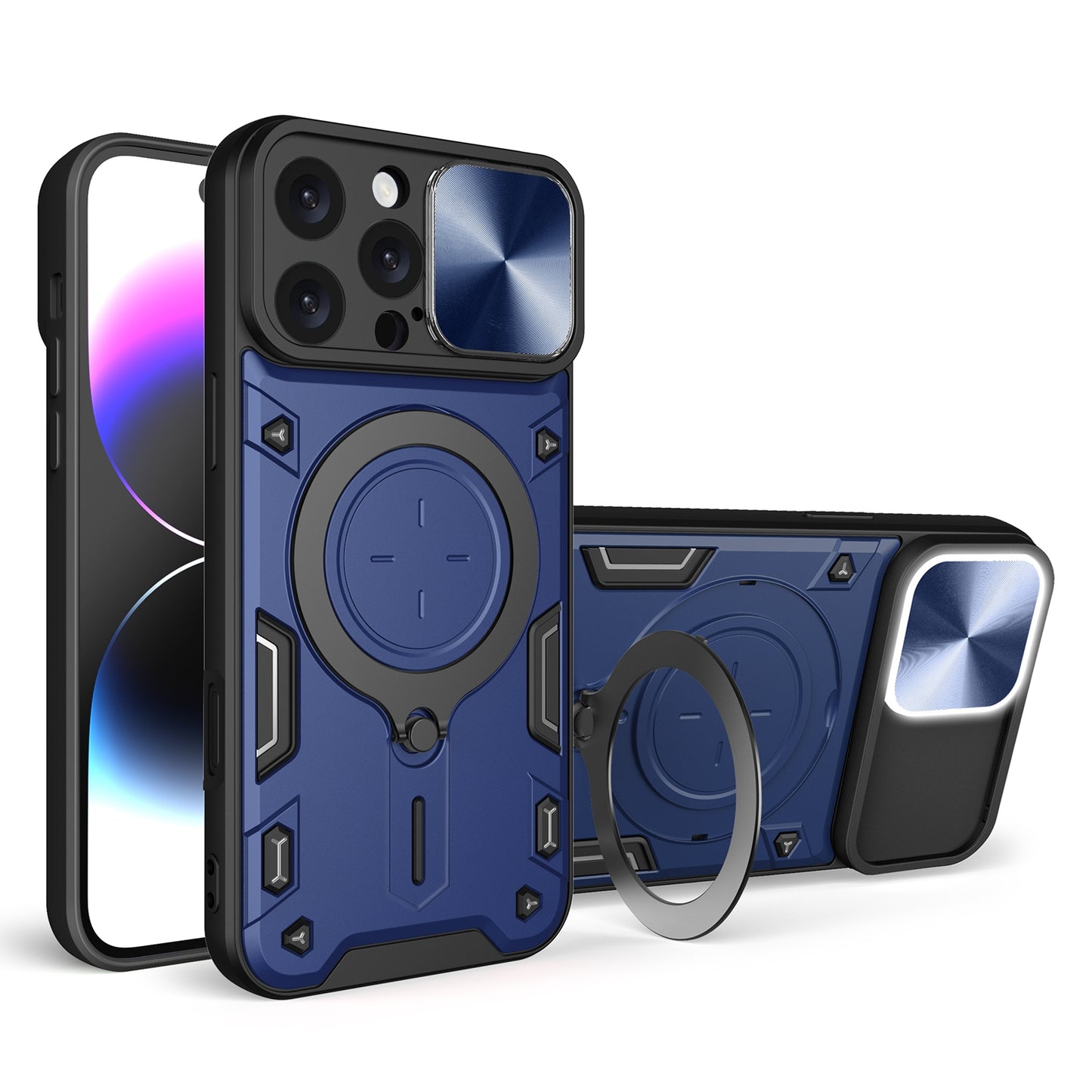 Apple iPhone 16 Pro Max Magnetic Holder CD Texture Sliding Camshield Phone Case, TPU PC Shockproof Cover