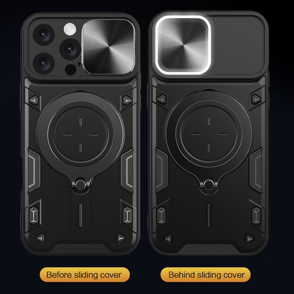 Apple iPhone 16 Pro Max Magnetic Holder CD Texture Sliding Camshield Phone Case, TPU PC Shockproof Cover