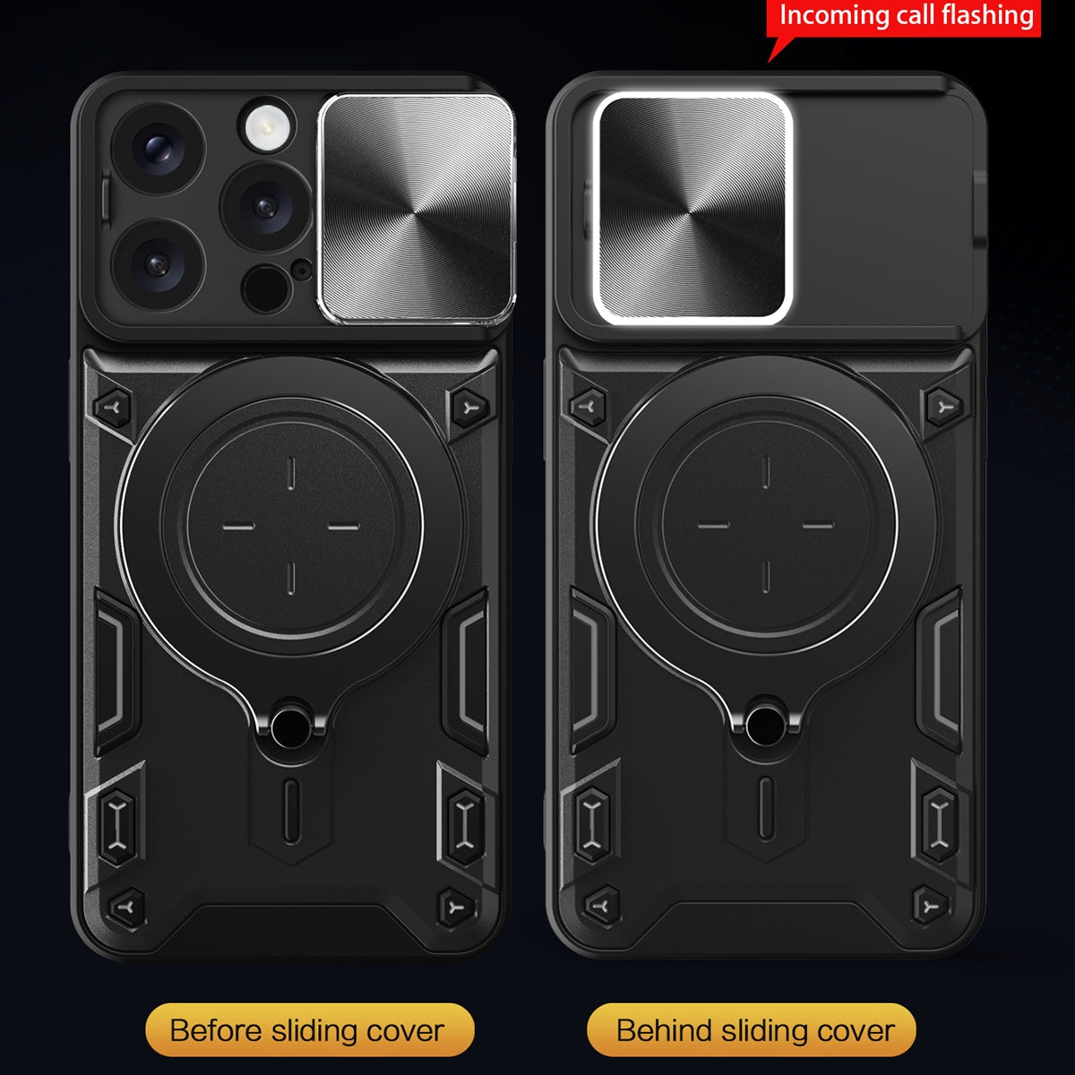 Apple iPhone 16 Pro Magnetic Holder CD Texture Sliding Camshield Phone Case, TPU PC Shockproof Cover