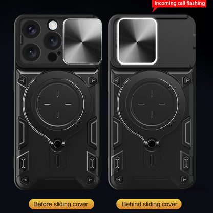 Apple iPhone 16 Pro Magnetic Holder CD Texture Sliding Camshield Phone Case, TPU PC Shockproof Cover