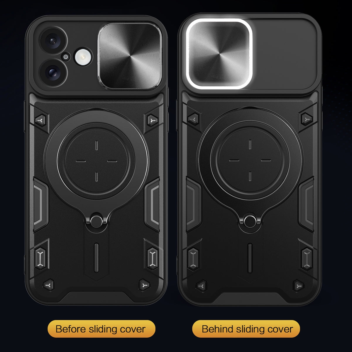 Apple iPhone 16 Plus Magnetic Holder CD Texture Sliding Camshield Phone Case, TPU PC Shockproof Cover