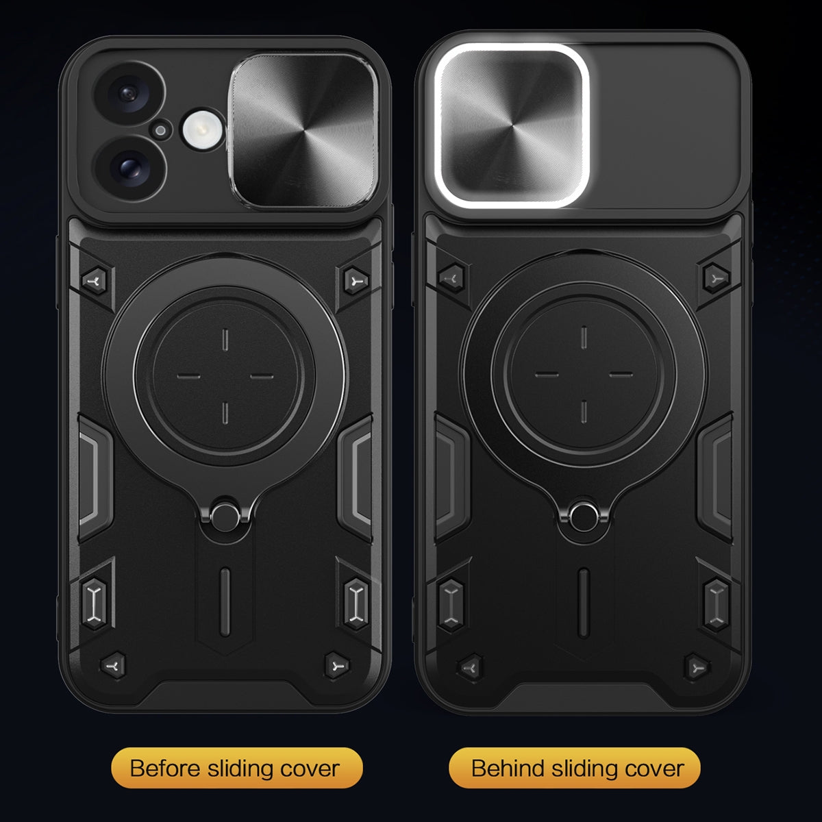Apple iPhone 16 Magnetic Holder CD Texture Sliding Camshield Phone Case, TPU PC Shockproof Cover