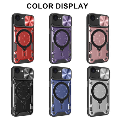 Apple iPhone 17e Magnetic Holder CD Texture Sliding Camshield Phone Case, TPU PC Shockproof Cover