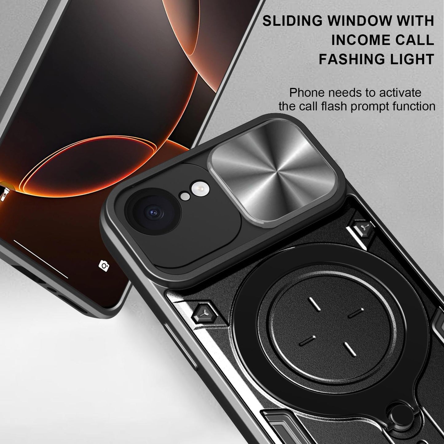 Apple iPhone 17e Magnetic Holder CD Texture Sliding Camshield Phone Case, TPU PC Shockproof Cover
