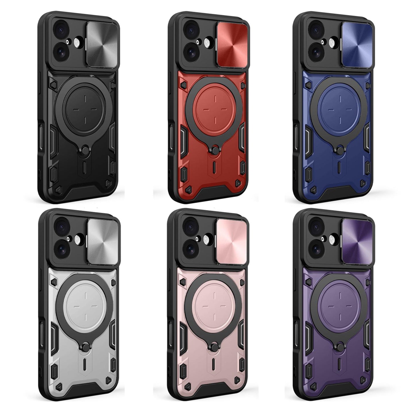 Apple iPhone 17 Magnetic Holder CD Texture Sliding Camshield Phone Case, TPU PC Shockproof Cover