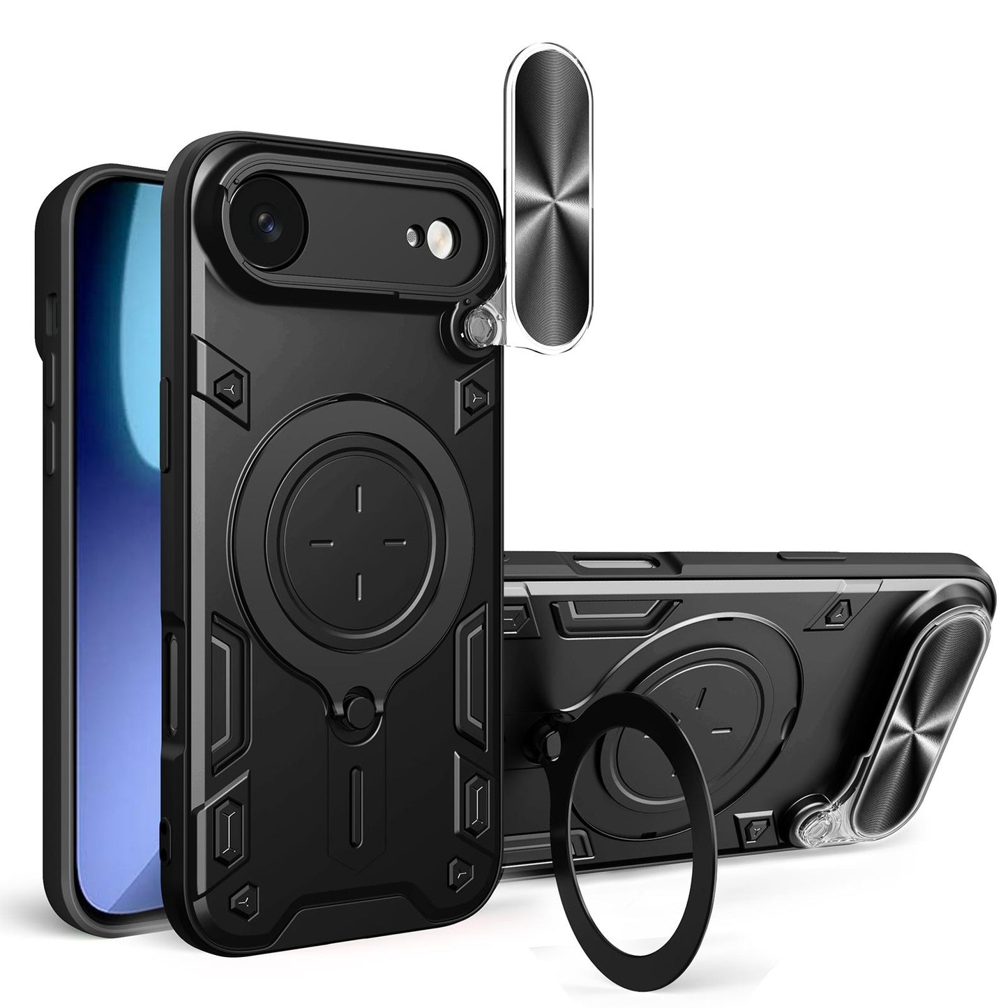 Apple iPhone Air Magnetic Holder CD Texture Sliding Camshield Phone Case, TPU PC Shockproof Cover