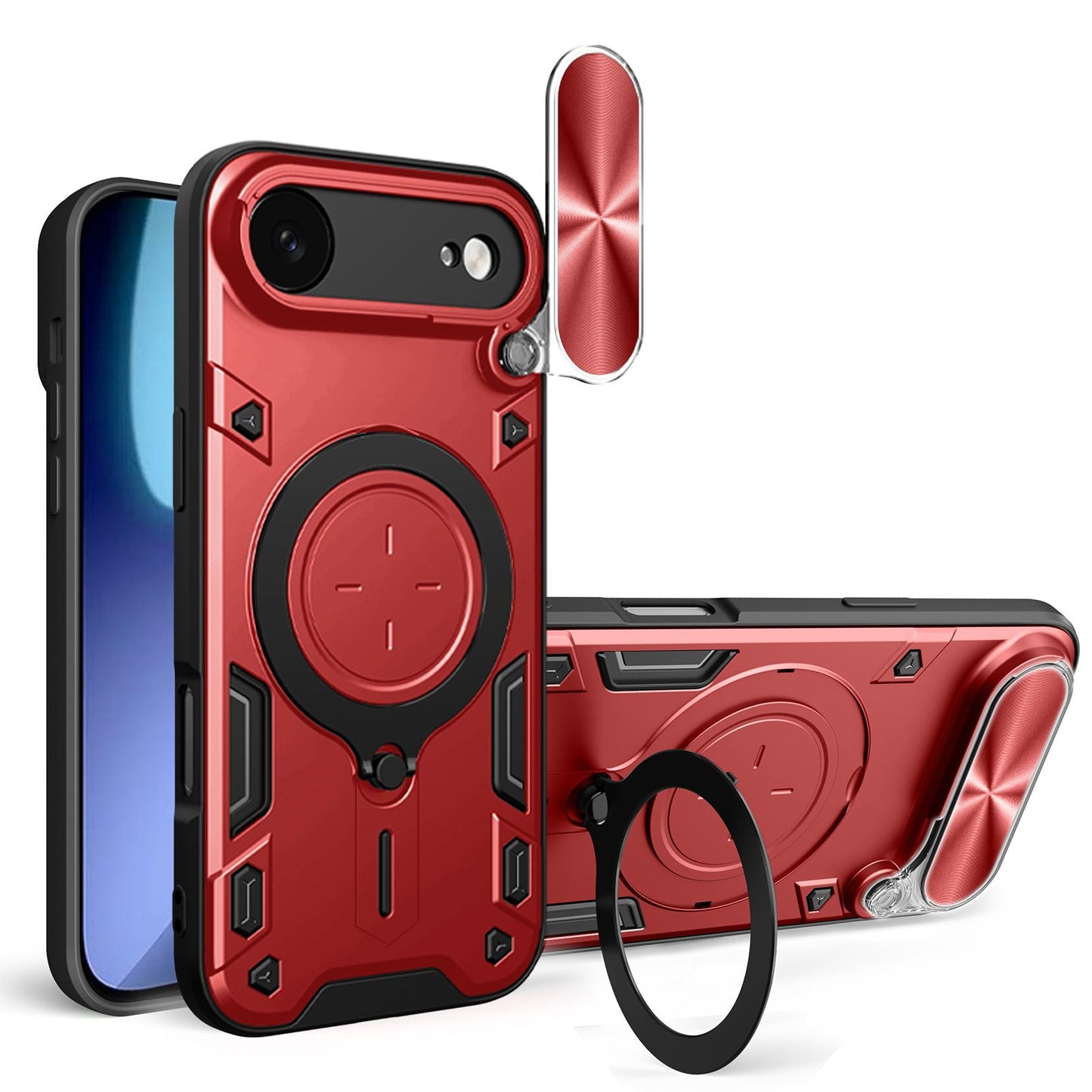 Apple iPhone Air Magnetic Holder CD Texture Sliding Camshield Phone Case, TPU PC Shockproof Cover