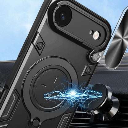 Apple iPhone Air Magnetic Holder CD Texture Sliding Camshield Phone Case, TPU PC Shockproof Cover