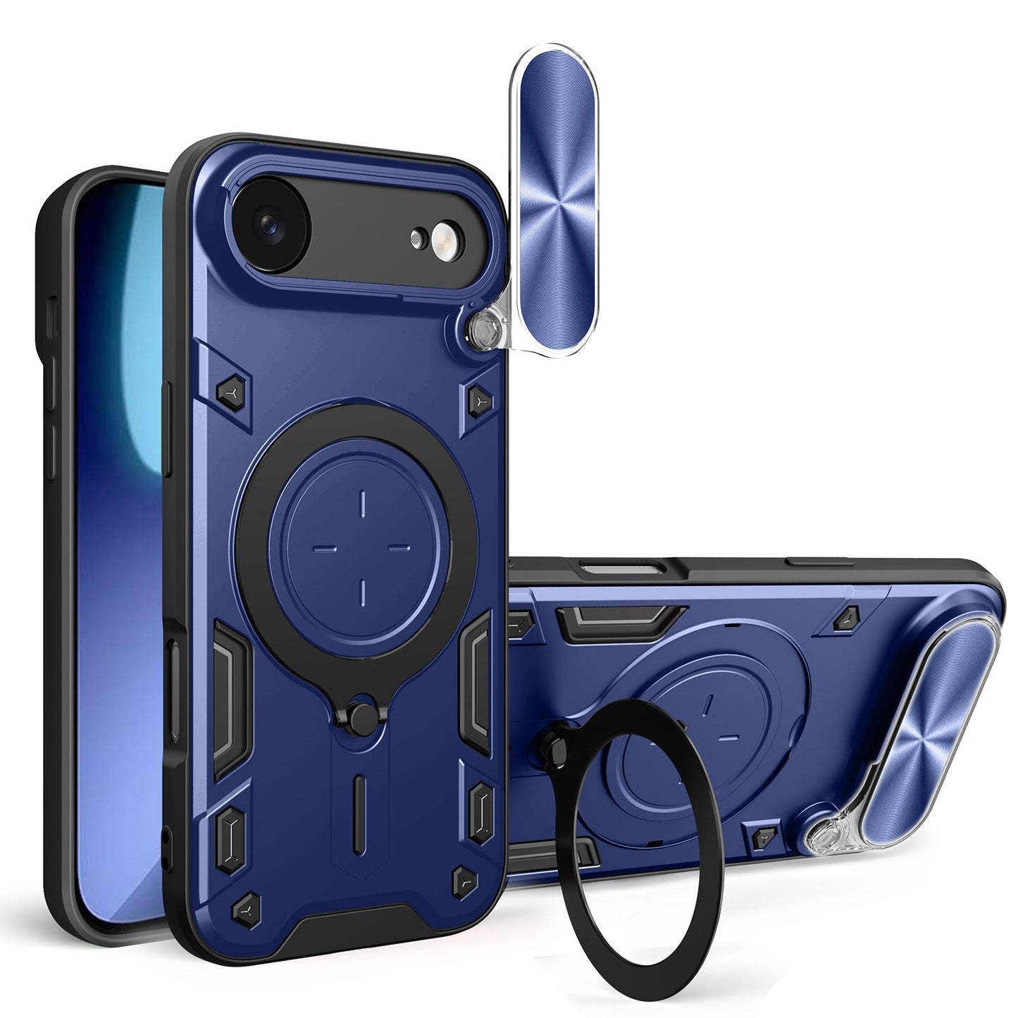 Apple iPhone Air Magnetic Holder CD Texture Sliding Camshield Phone Case, TPU PC Shockproof Cover