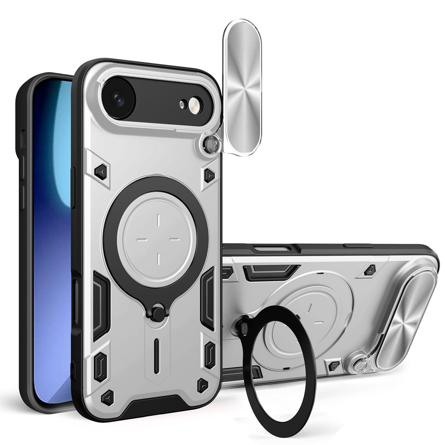 Apple iPhone Air Magnetic Holder CD Texture Sliding Camshield Phone Case, TPU PC Shockproof Cover
