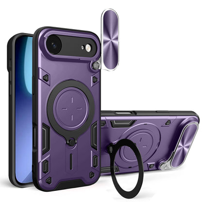 Apple iPhone Air Magnetic Holder CD Texture Sliding Camshield Phone Case, TPU PC Shockproof Cover