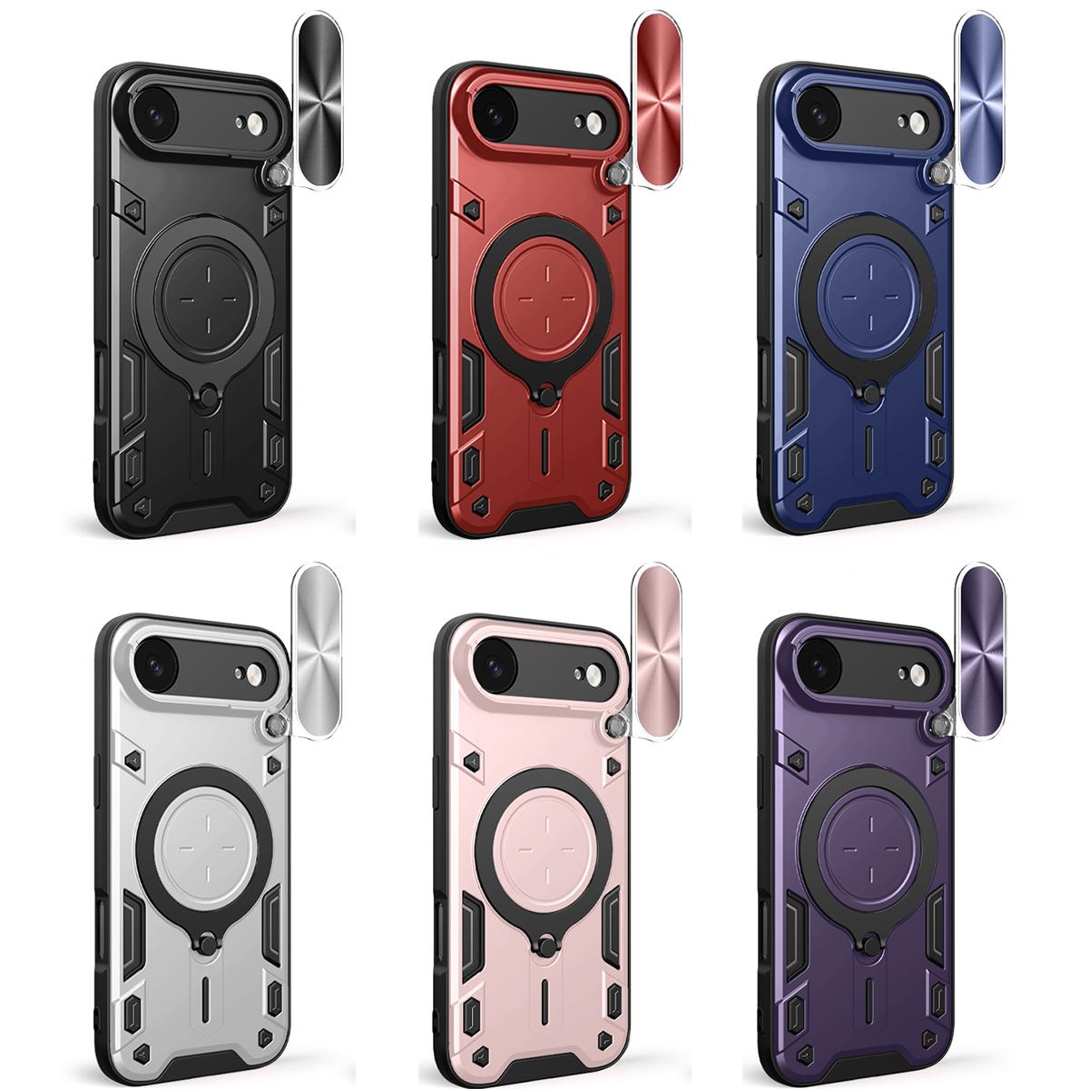 Apple iPhone Air Magnetic Holder CD Texture Sliding Camshield Phone Case, TPU PC Shockproof Cover