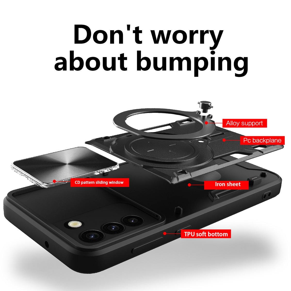 Samsung Galaxy S21 5G Magnetic Holder CD Texture Sliding Camshield Phone Case, TPU PC Shockproof Cover