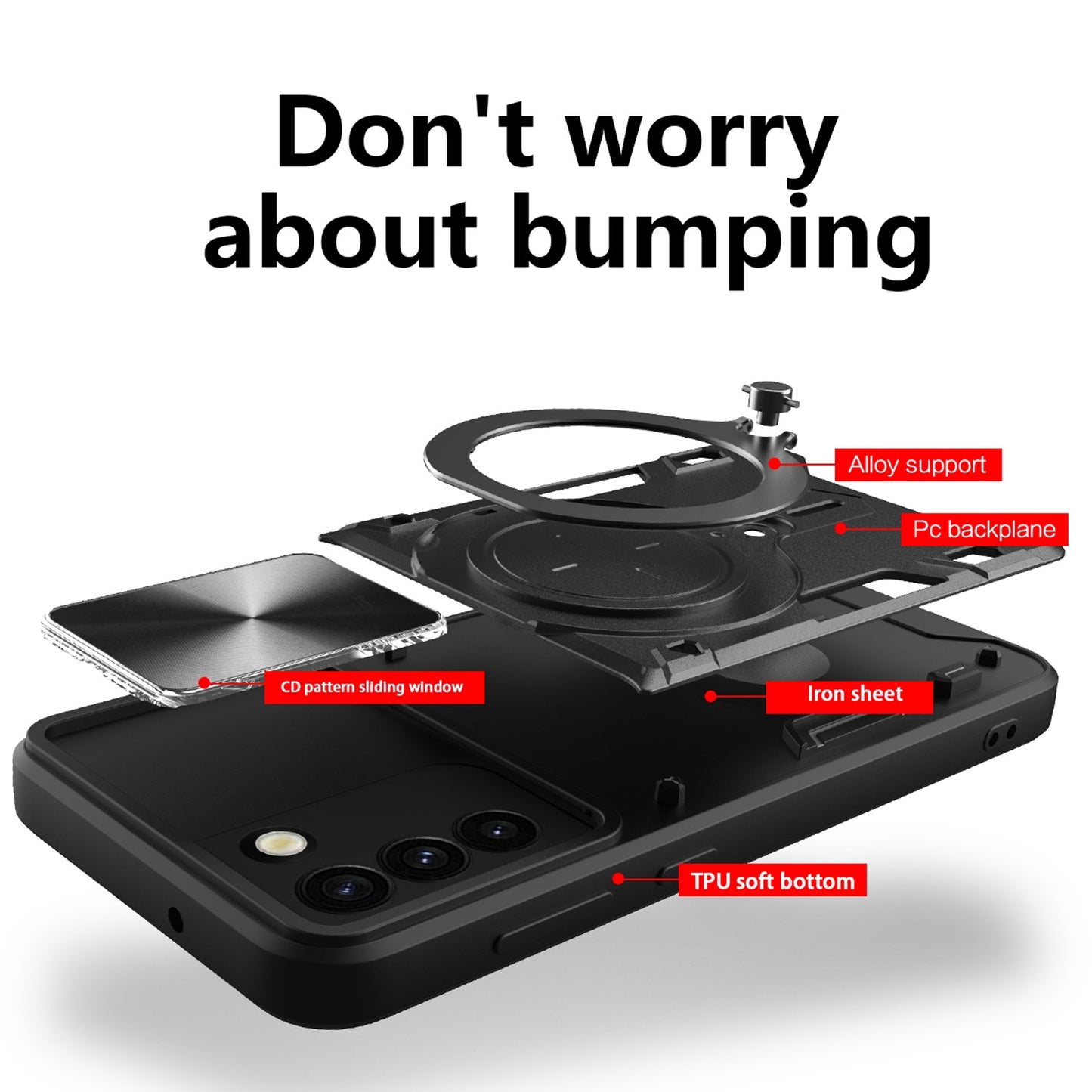 Samsung Galaxy S21+ 5G Magnetic Holder CD Texture Sliding Camshield Phone Case, TPU PC Shockproof Cover