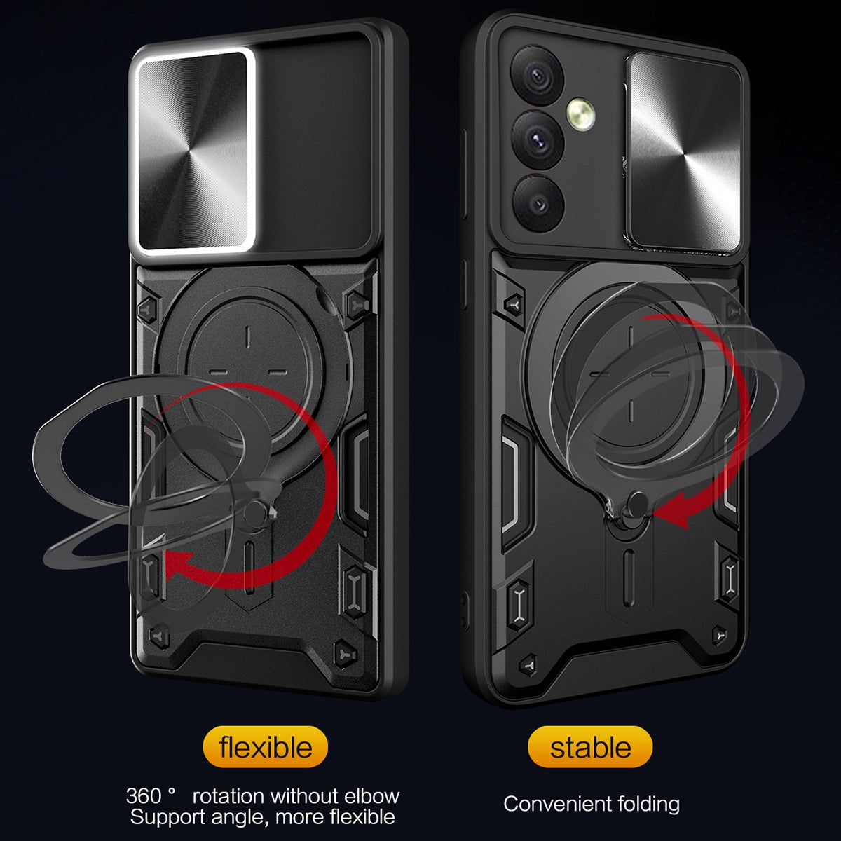 Samsung Galaxy A54 5G Magnetic Holder CD Texture Sliding Camshield Phone Case, TPU PC Shockproof Cover