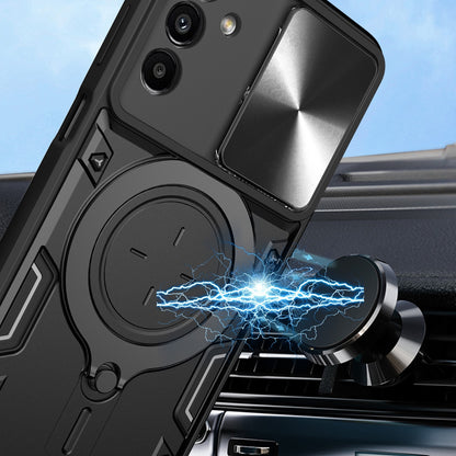 Samsung Galaxy A13 5G Magnetic Holder CD Texture Sliding Camshield Phone Case, TPU PC Shockproof Cover