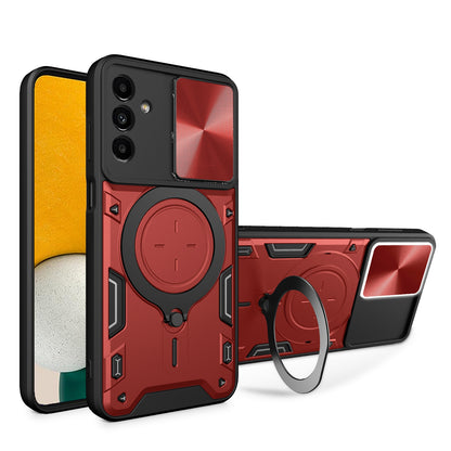 Samsung Galaxy A13 5G Magnetic Holder CD Texture Sliding Camshield Phone Case, TPU PC Shockproof Cover