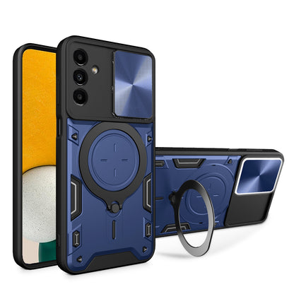 Samsung Galaxy A13 5G Magnetic Holder CD Texture Sliding Camshield Phone Case, TPU PC Shockproof Cover