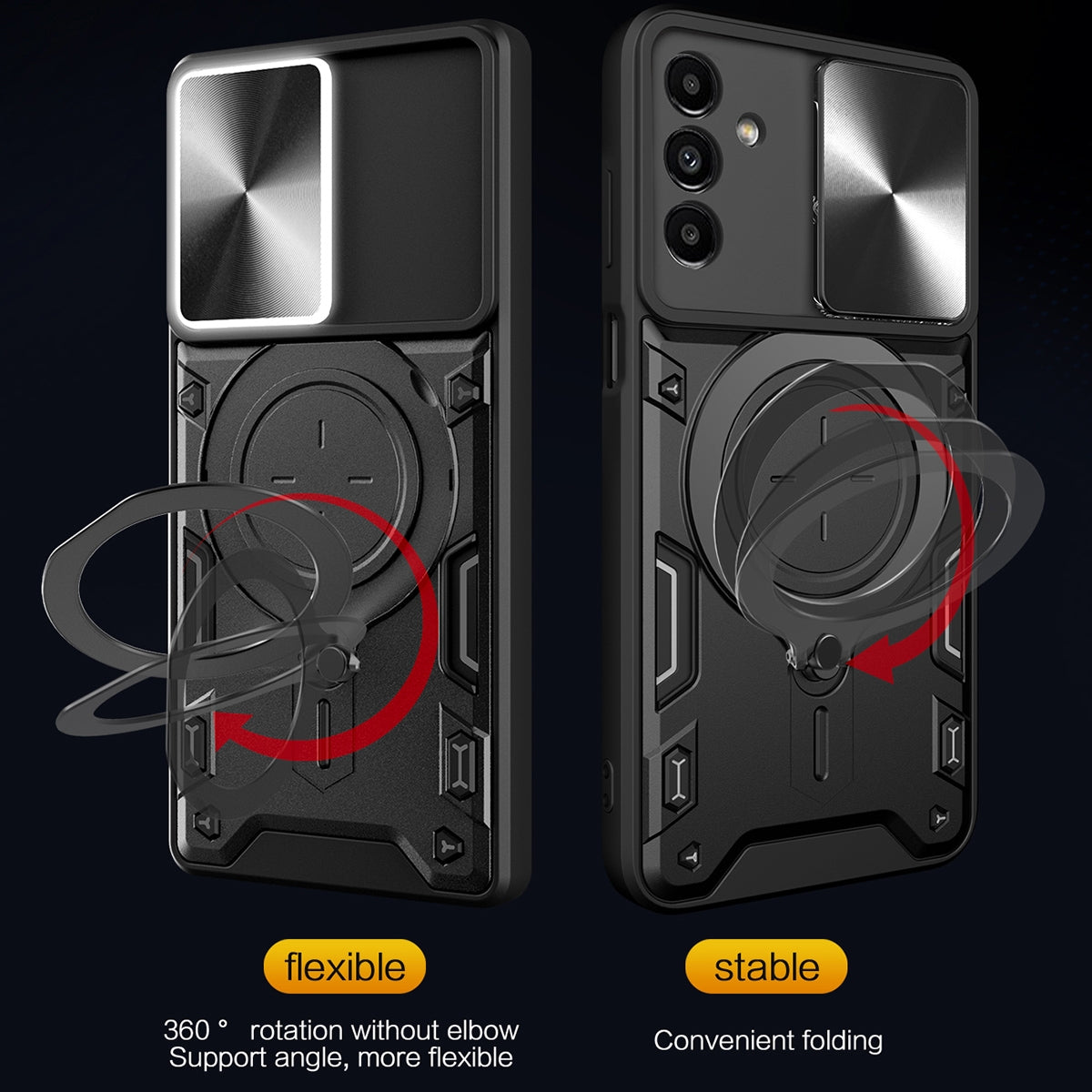 Samsung Galaxy A13 5G Magnetic Holder CD Texture Sliding Camshield Phone Case, TPU PC Shockproof Cover