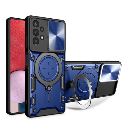 Samsung Galaxy A13 4G Magnetic Holder CD Texture Sliding Camshield Phone Case, TPU PC Shockproof Cover