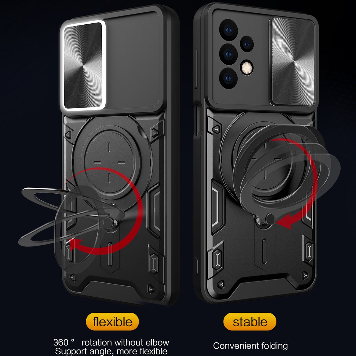 Samsung Galaxy A23 5G Magnetic Holder CD Texture Sliding Camshield Phone Case, TPU PC Shockproof Cover