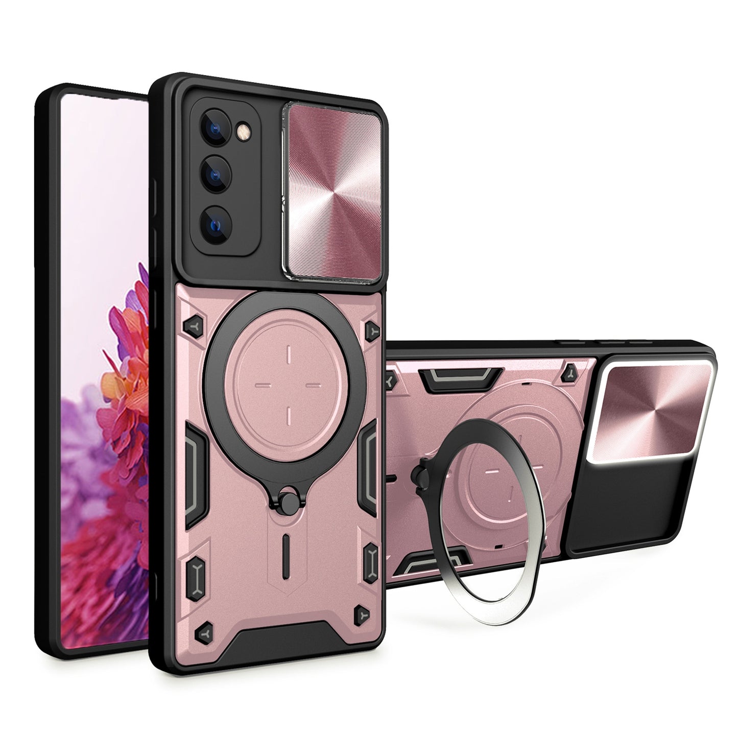 Samsung Galaxy S20 FE Magnetic Holder CD Texture Sliding Camshield Phone Case, TPU PC Shockproof Cover