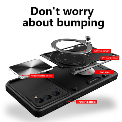 Samsung Galaxy S20 FE Magnetic Holder CD Texture Sliding Camshield Phone Case, TPU PC Shockproof Cover