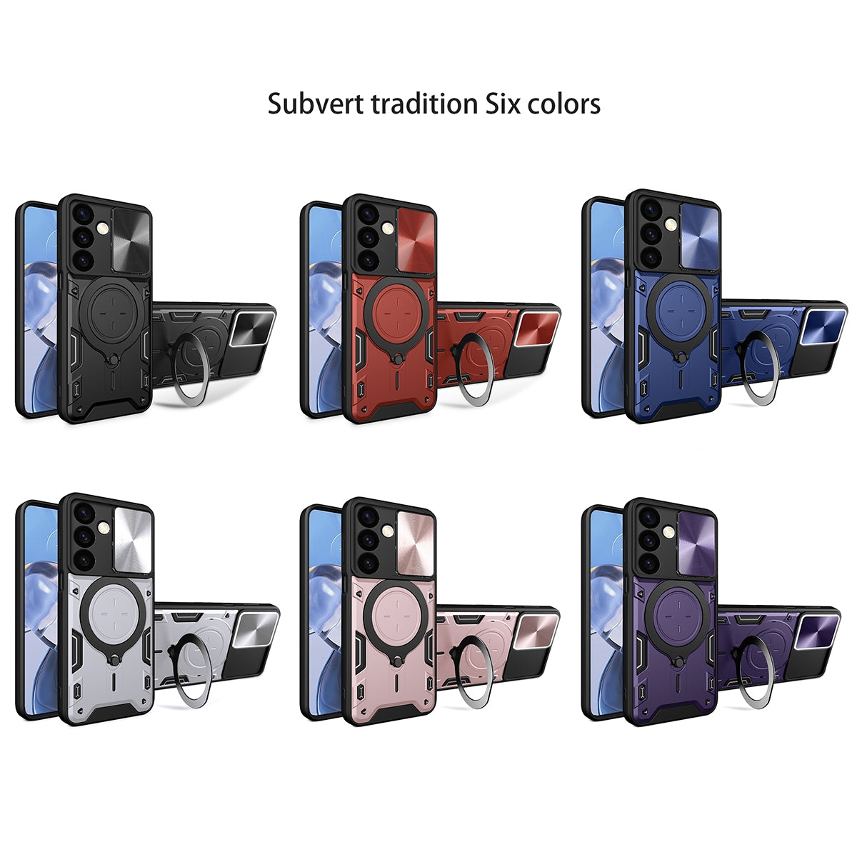 Samsung Galaxy S24 5G Magnetic Holder CD Texture Sliding Camshield Phone Case, TPU PC Shockproof Cover