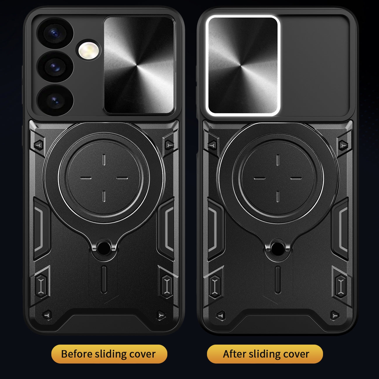 Samsung Galaxy S24+ 5G Magnetic Holder CD Texture Sliding Camshield Phone Case, TPU PC Shockproof Cover