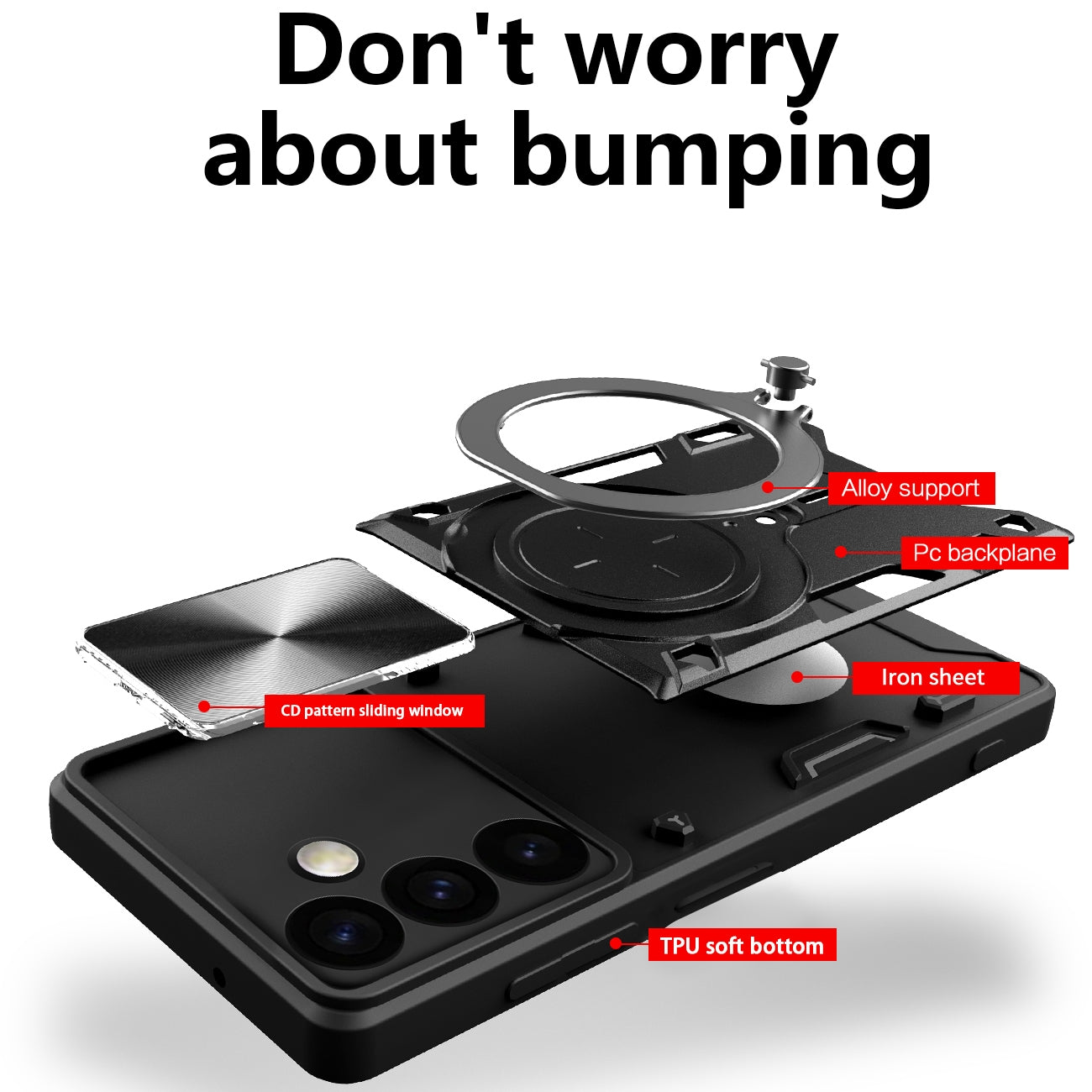 Samsung Galaxy S24+ 5G Magnetic Holder CD Texture Sliding Camshield Phone Case, TPU PC Shockproof Cover