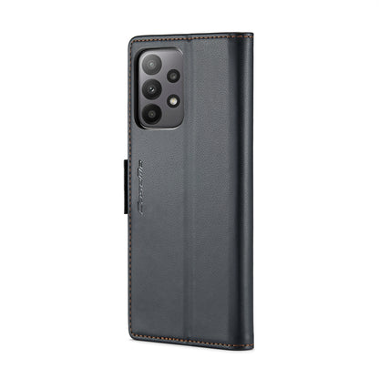 Samsung Galaxy A23 Litchi Texture RFID Anti-theft Leather Phone Case with Butterfly Buckle, Stand & Card Wallet with TPU Shell