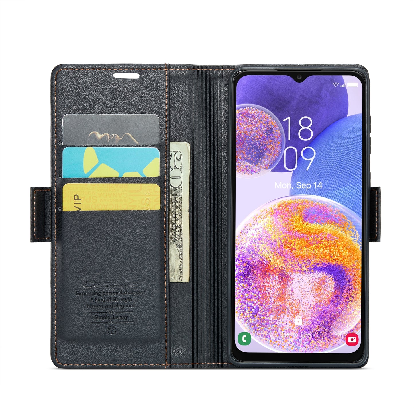 Samsung Galaxy A23 Litchi Texture RFID Anti-theft Leather Phone Case with Butterfly Buckle, Stand & Card Wallet with TPU Shell