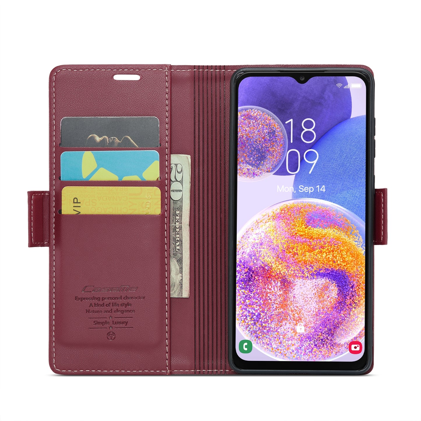Samsung Galaxy A23 Litchi Texture RFID Anti-theft Leather Phone Case with Butterfly Buckle, Stand & Card Wallet with TPU Shell