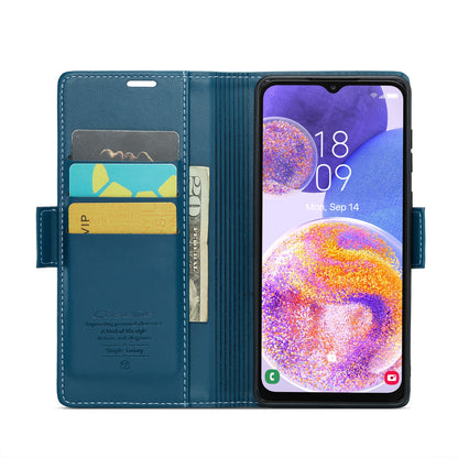Samsung Galaxy A23 Litchi Texture RFID Anti-theft Leather Phone Case with Butterfly Buckle, Stand & Card Wallet with TPU Shell