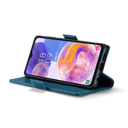 Samsung Galaxy A23 Litchi Texture RFID Anti-theft Leather Phone Case with Butterfly Buckle, Stand & Card Wallet with TPU Shell