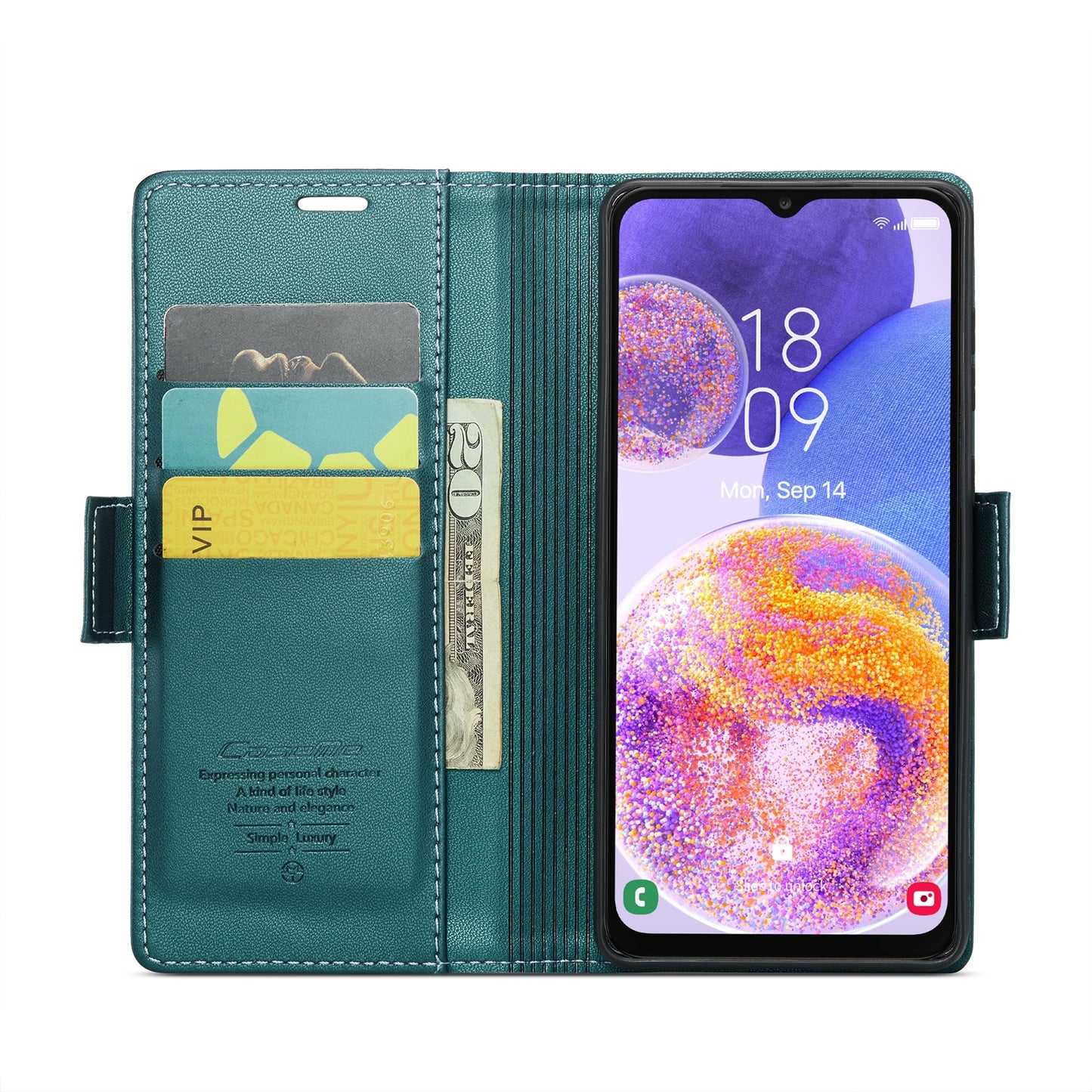 Samsung Galaxy A23 Litchi Texture RFID Anti-theft Leather Phone Case with Butterfly Buckle, Stand & Card Wallet with TPU Shell