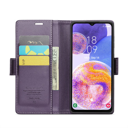 Samsung Galaxy A23 Litchi Texture RFID Anti-theft Leather Phone Case with Butterfly Buckle, Stand & Card Wallet with TPU Shell
