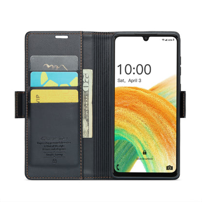 Samsung Galaxy A33 5G Litchi Texture RFID Anti-theft Leather Phone Case with Butterfly Buckle, Stand & Card Wallet with TPU Shell