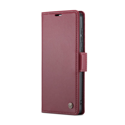 Samsung Galaxy A33 5G Litchi Texture RFID Anti-theft Leather Phone Case with Butterfly Buckle, Stand & Card Wallet with TPU Shell