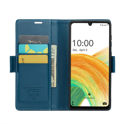 Samsung Galaxy A33 5G Litchi Texture RFID Anti-theft Leather Phone Case with Butterfly Buckle, Stand & Card Wallet with TPU Shell